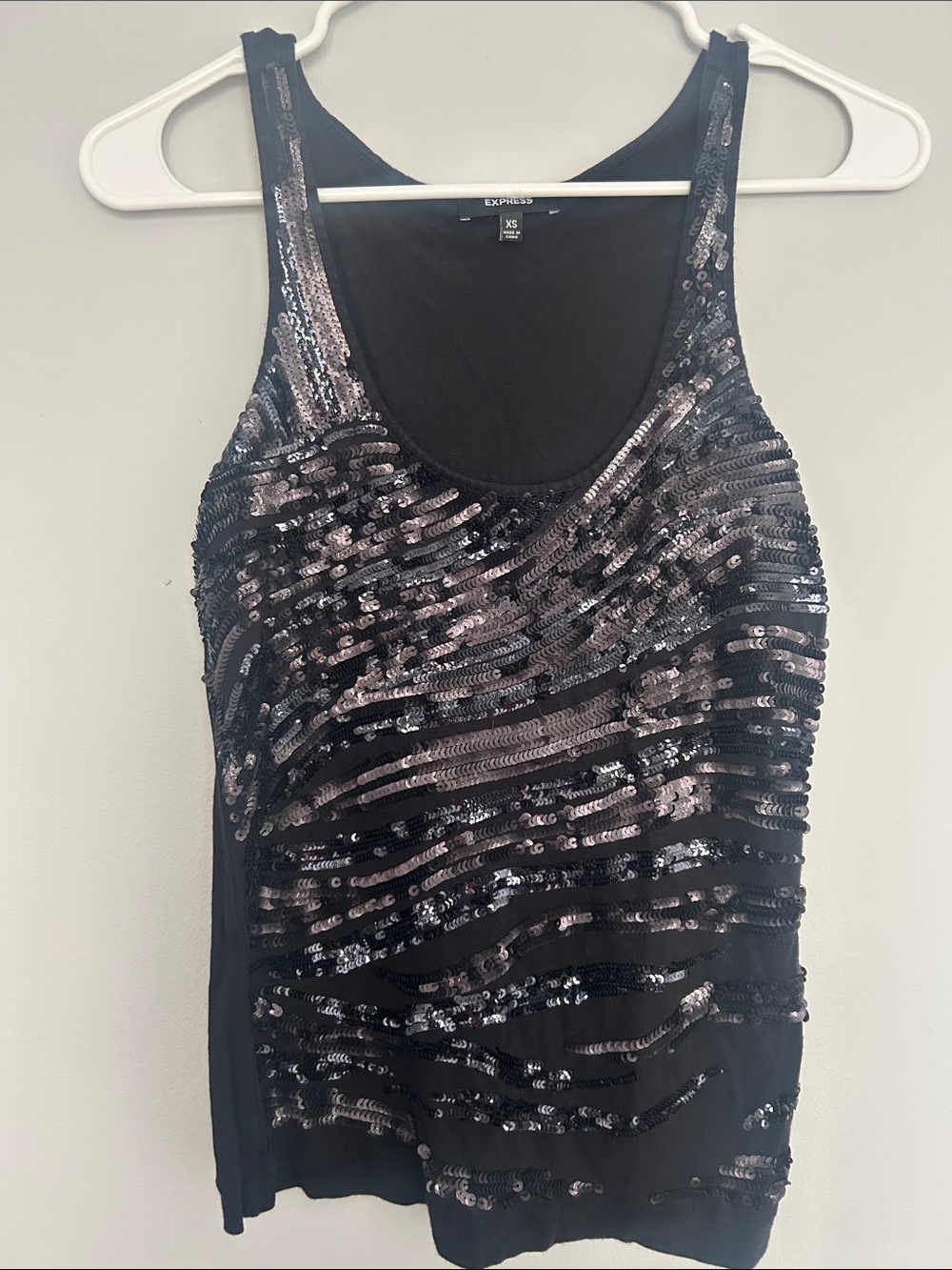 Express Black Sequin Racerback Tank Top